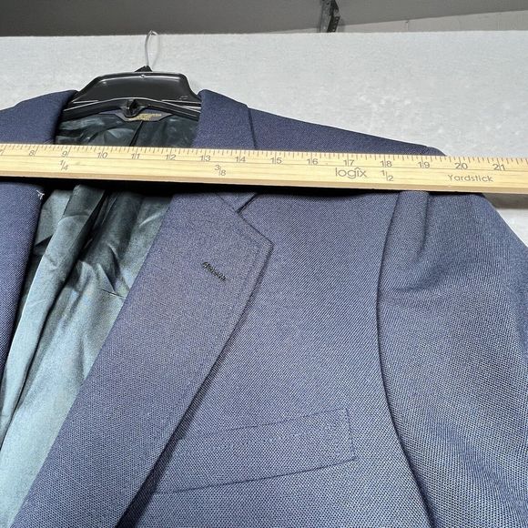 Palm Beach Blazer Mens Size 46 Solid Navy Blue Two Gold Buttons Wool Blend - Picture 8 of 14